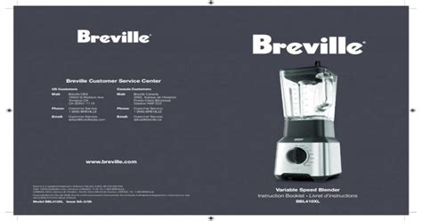 breville canada customer service pdf manual
